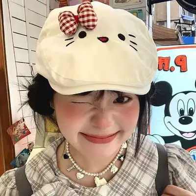 Hello Kitty Bowknot Cat Cap for Women Spring Summer