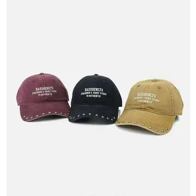 Black Rivet Cap with Widened Brim for Men