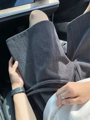 Men's Grey Jacquard Shorts New Summer Loose Fit Large