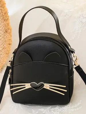 Women's Black Cat Print Crossbody Bag Spring Summer