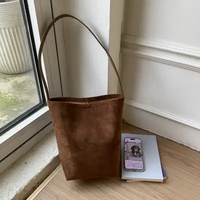 Brown Leather Shoulder Bag Large Capacity 2025