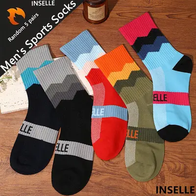 Outdoor Hiking Socks, Mid-Calf Colorful Cotton Socks, Camping Sports Skiing Wading Breathable Quick-Drying Cycling Men's Socks