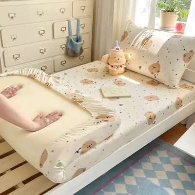 Student Dormitory Pure Cotton Fitted Sheet Type a All-Cotton Single Bed Cover Three-Piece Set Home Use Full-Coverage Mattress Protector Nantong