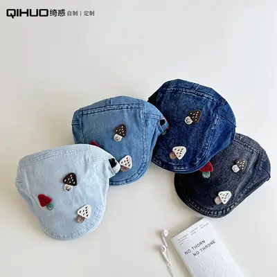 Women's Mushroom Denim Cap with Face Patch 2025