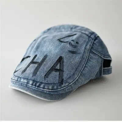 Men Retro Washed Denim Peaked Cap Sunshade