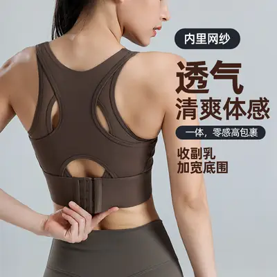 Women's Sports Bra, Large Size, Shockproof for Running, Minimizes Large Bust, Breathable Mesh, Beautiful Back, Pilates Yoga Fitness Bra