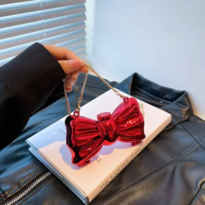 2025 Red Bow Metal Shoulder Bag for Women