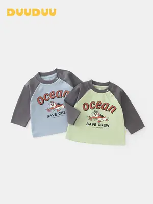 Duuduu Kids Ocean Save Crew T-Shirt Long Sleeve