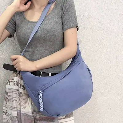Women Blue Canvas Crossbody Bag Large Capacity 2026