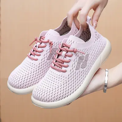 Women White Mesh Casual Flat Shoes Lightweight