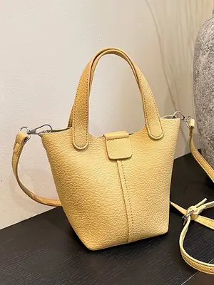 Women Yellow PU Leather Shoulder Bag 2025 Summer