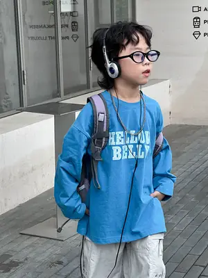 Boys Long Sleeve T-Shirt Blue Belly Print 2026