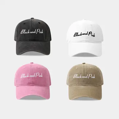 Black Pink Embroidered Baseball Cap 4 Colors