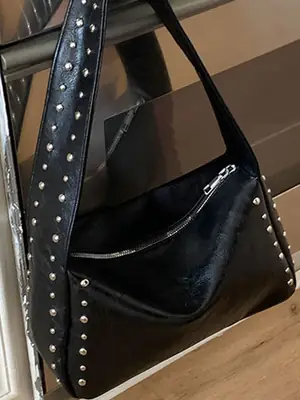 Black Rivet Handbag for Women 2026 Spring Summer