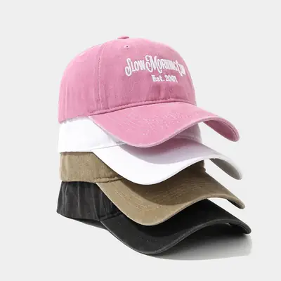 Cotton Embroidered Baseball Caps Pink Brown Small Couple