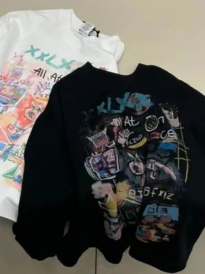 Boys Long Sleeve Graphic Sweatshirt Black White 2026