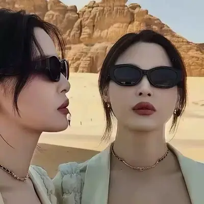 Retro Cat-Eye Sunglasses for Women Black Brown Tint