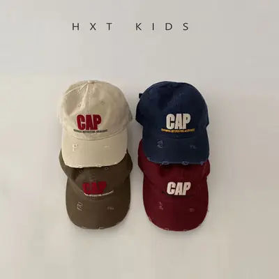 Pink Ripped Cap for Kids with Cap Brand