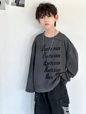 Boys Sweatshirt Kids Casual Long Sleeve Grey 2025