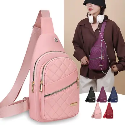 Pink Rhombus Crossbody Bag for Women Large Capacity
