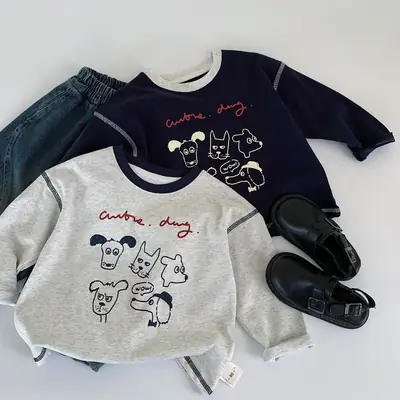 Mai Bao Boys T-Shirt 2026 Spring New Korean Style Cartoon Print Top