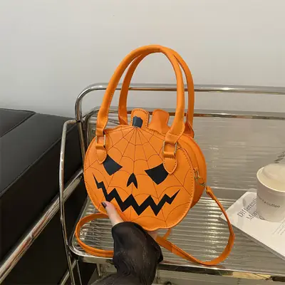 Halloween Pumpkin Shoulder Bag Orange Women's 2025