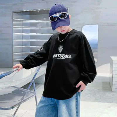 Boys Black Long Sleeve Sports T-Shirt 2025