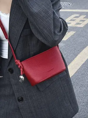 Red Korean Style Shoulder Crossbody Bag for Women