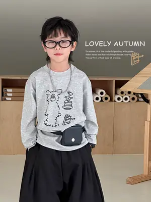 Boys Grey Graphic Long Sleeve T-Shirt 2026