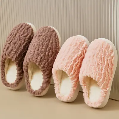 Furry Indoor Maternity Cotton Slippers with Thick Soles for Autumn and Winter, Women's New Warm Slippers with Added Fleece, 2026 Cotton Slippers