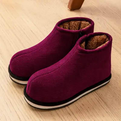 Men Winter Cotton Slippers Closed Heel Warm Indoor