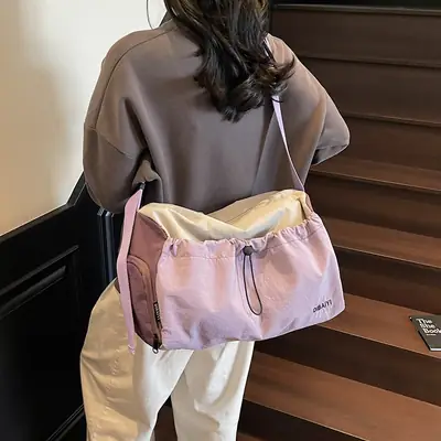 Pink Faux Leather Crossbody Travel Bag for Short Trips