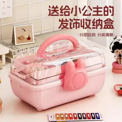 Children's Bow Storage Box, Hair Accessory Storage Box, Girls' Rubber Band and Jewelry Storage Box, Multi-Layer Transparent Jewelry Box
