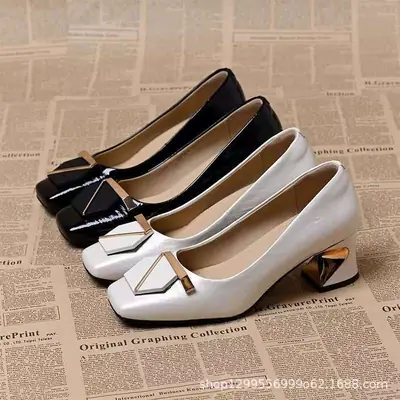 Women French Square Toe Shallow Heel Flats 2025