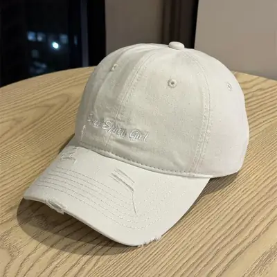 Women Red & White Distressed Baseball Caps