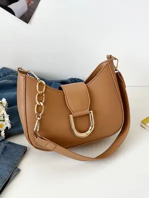 Retro Chain Shoulder Bag for Women Brown 2026
