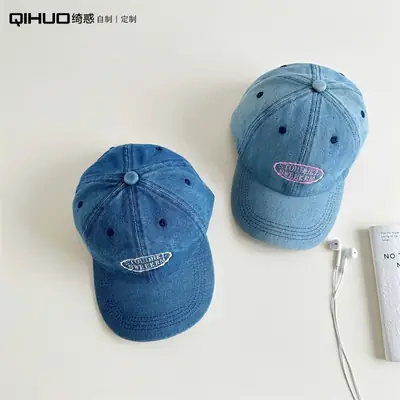 Blue Denim Baseball Cap with Letter Embroidery