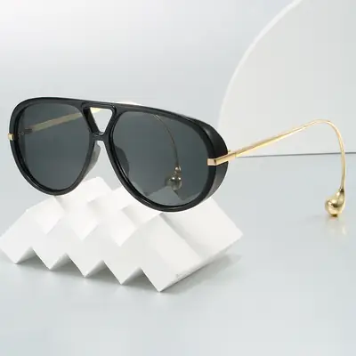 European Style Large Frame Sunglasses with Gold Bridge
