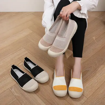 Women Fly-Woven Mesh Slip-On Casual Shoes Black