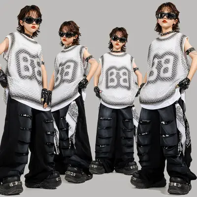 Kids Hip Hop Streetwear Set Sleeveless T-Shirt Pants