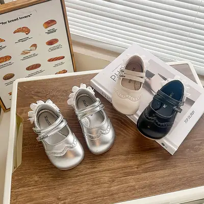Girls' Flats, Baby Toddler Shoes, 2025 Summer Baby Leather Shoes, Soft-Soled Princess Shoes, Versatile Casual Children's Shoes