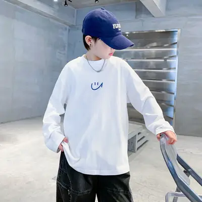 Men White Long Sleeve T-Shirt with Logo