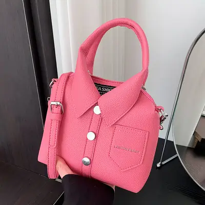 Pink Crossbody Bag for Women with Button Detail