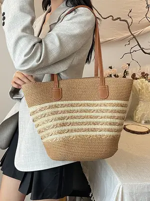 2025 New Beach Seaside Large Capacity Woven Bag