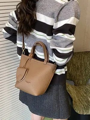 Korean Style Pebbled Handbag Bucket Bag for Women 2025