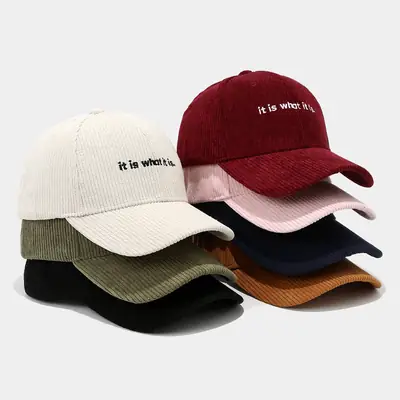 Women Black Corduroy Cap "It's What It Is"