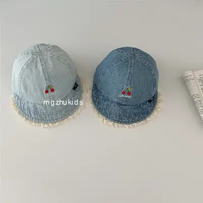 Children's Blue Denim Lace Cap Autumn Sun Hat