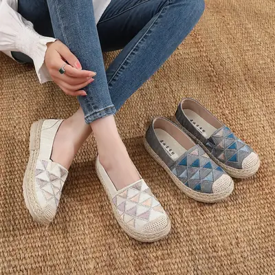Women Slip-On Casual Fisherman Shoes Blue Gray