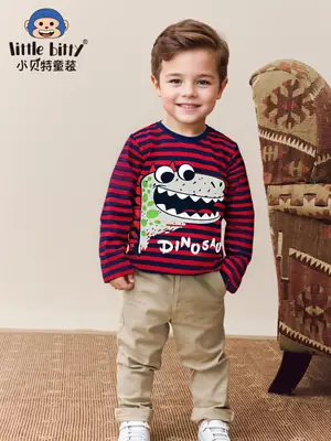 Kids Striped Cotton T-Shirt Boys Autumn Winter