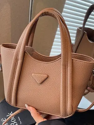 Women's Tan Textured Shoulder Bag 2026 New Trendy